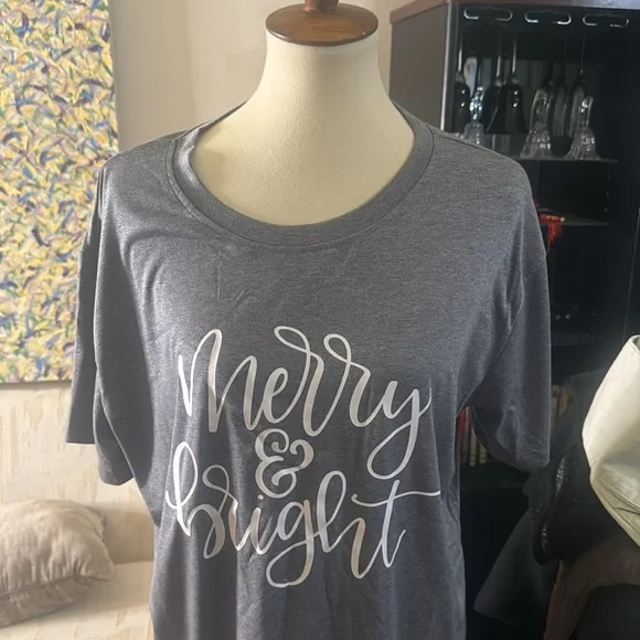 Merry and Bright Woman's Tee 2X - Picture 3 of 8